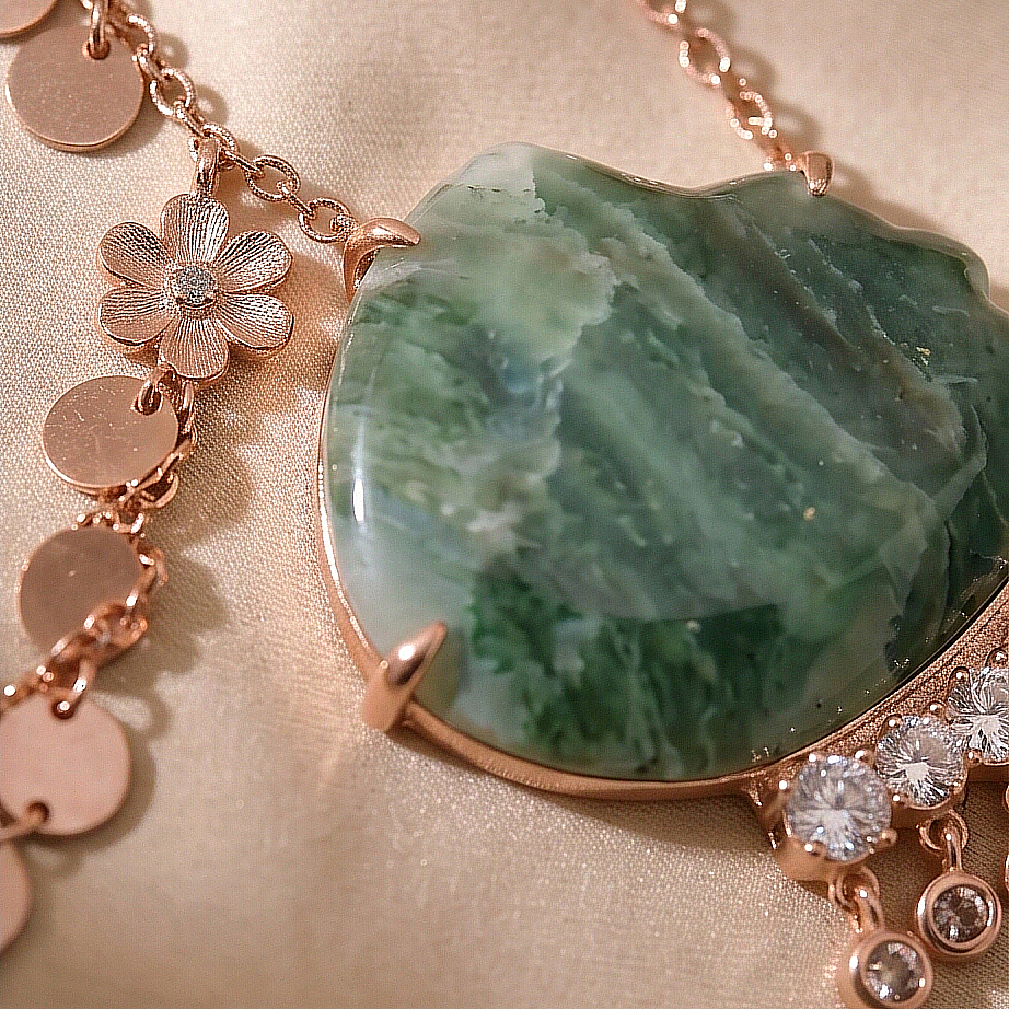 Akik Taşlı Altın Kaplamalı,Tek Tasarım Gümüş Kolye