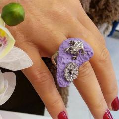 Doğal Taşlı Tasarım İthal Gümüş Yüzük