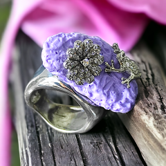 Doğal Taşlı Tasarım İthal Gümüş Yüzük