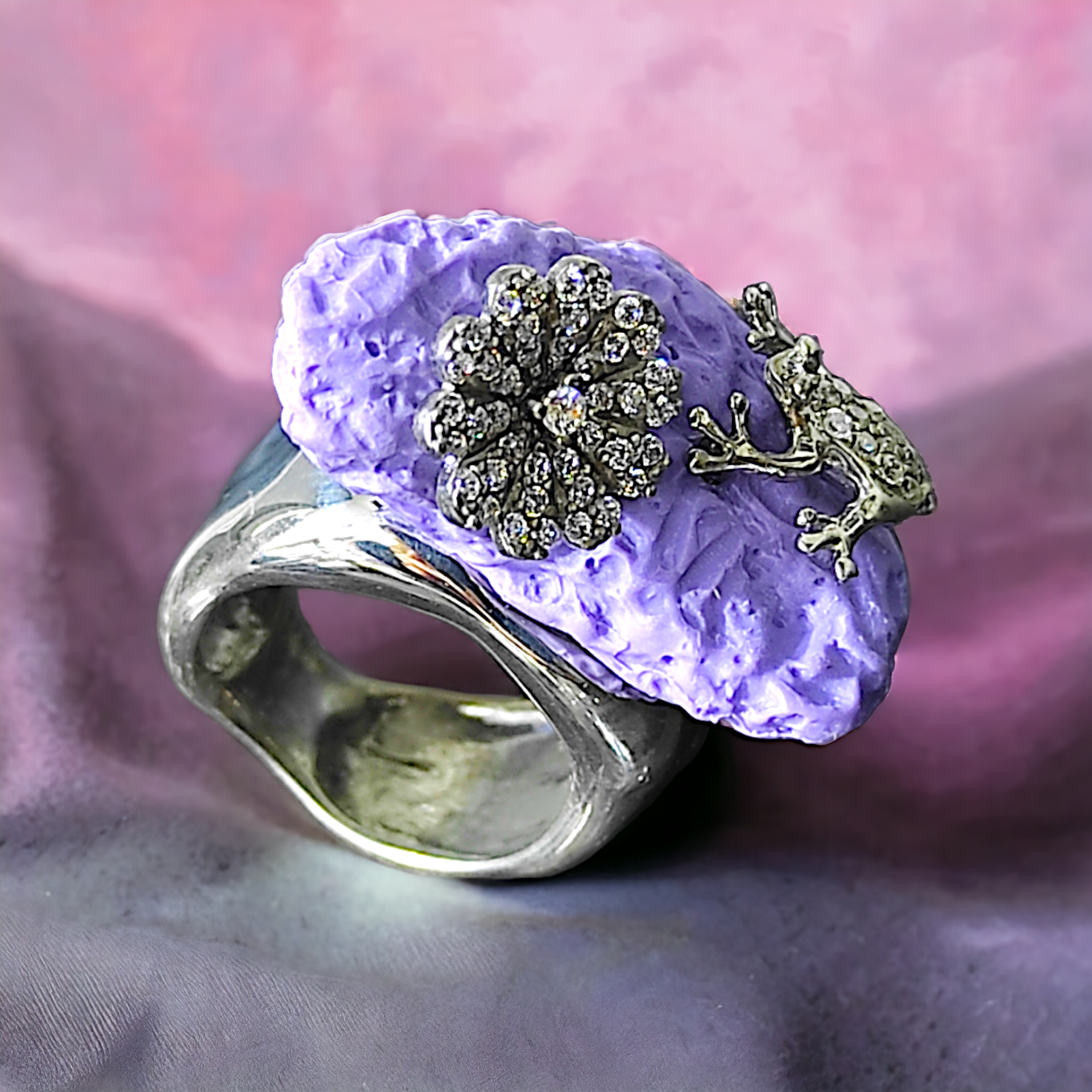 Doğal Taşlı Tasarım İthal Gümüş Yüzük