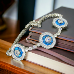 Nazarlıklı Altın kaplamalı Gümüş Bileklik