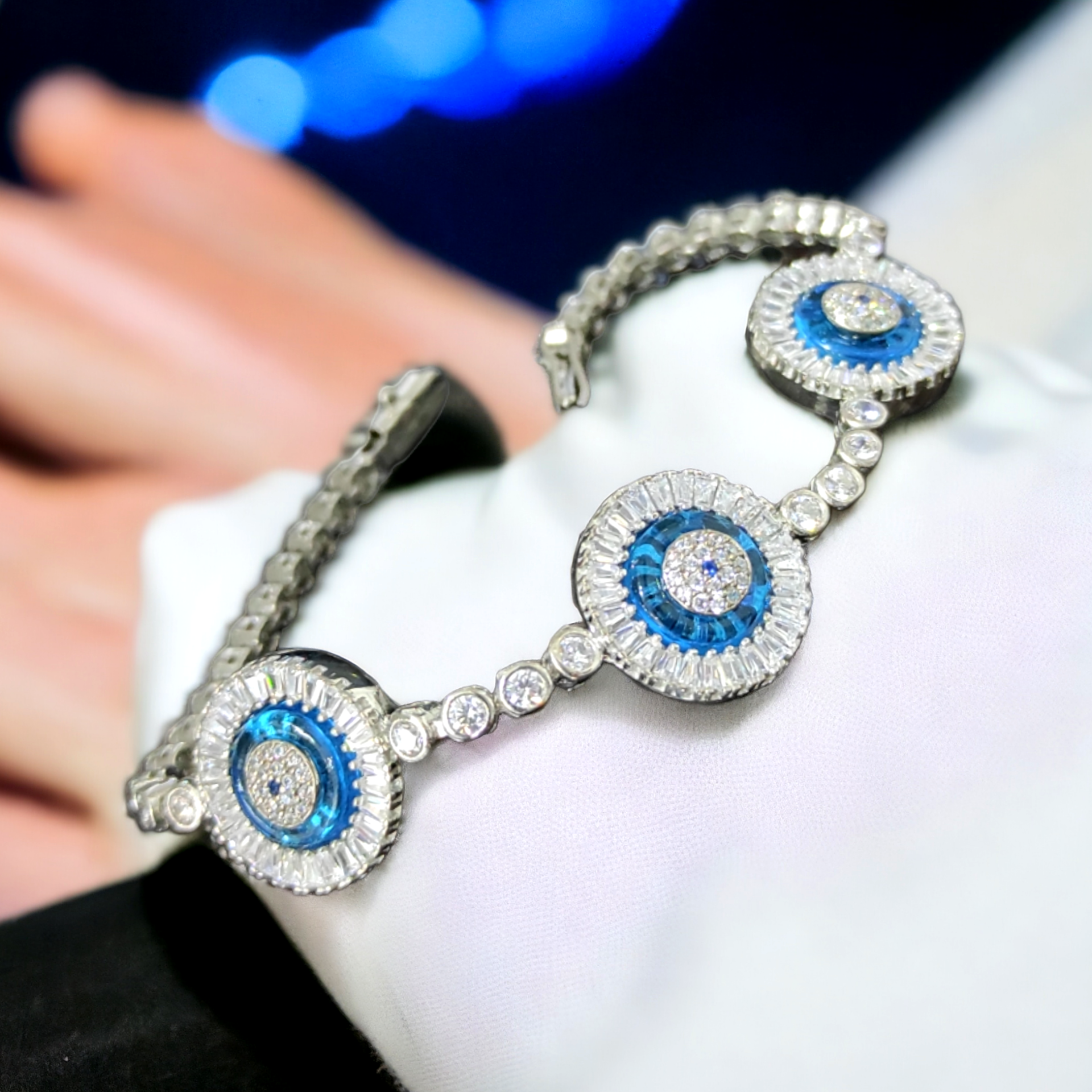 Nazarlıklı Altın kaplamalı Gümüş Bileklik