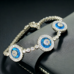 Nazarlıklı Altın kaplamalı Gümüş Bileklik