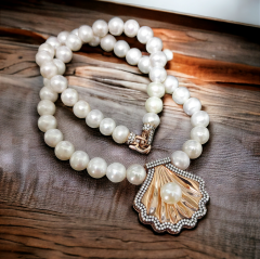 Hakiki inci Altın kaplamalı Gümüş Kolye