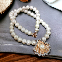 Hakiki inci Altın kaplamalı Gümüş Kolye