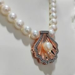 Hakiki inci Altın kaplamalı Gümüş Kolye