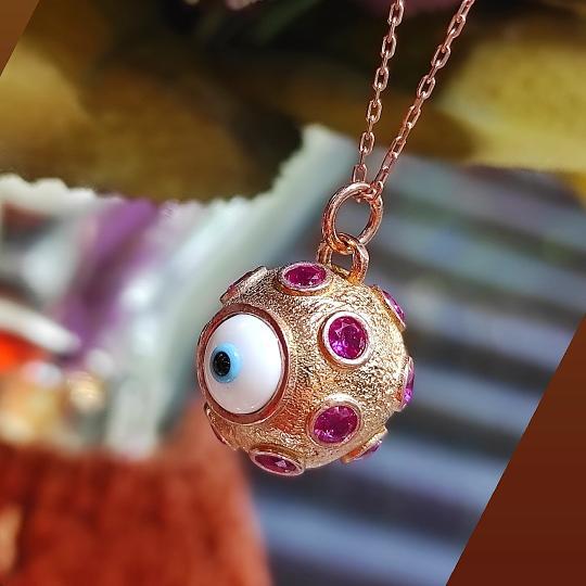 Nazar Model Rose Gümüş Kolye