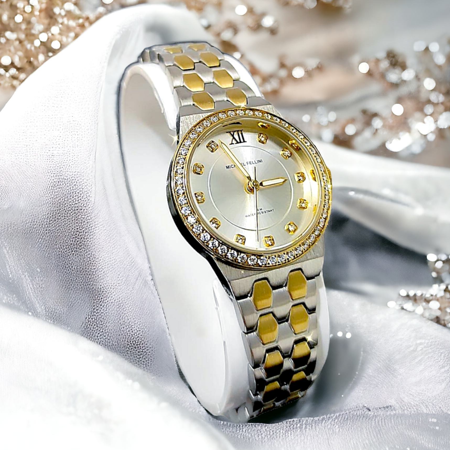 Michael Fellini İthal Beyaz Aksamlı Çelik Bayan Saat