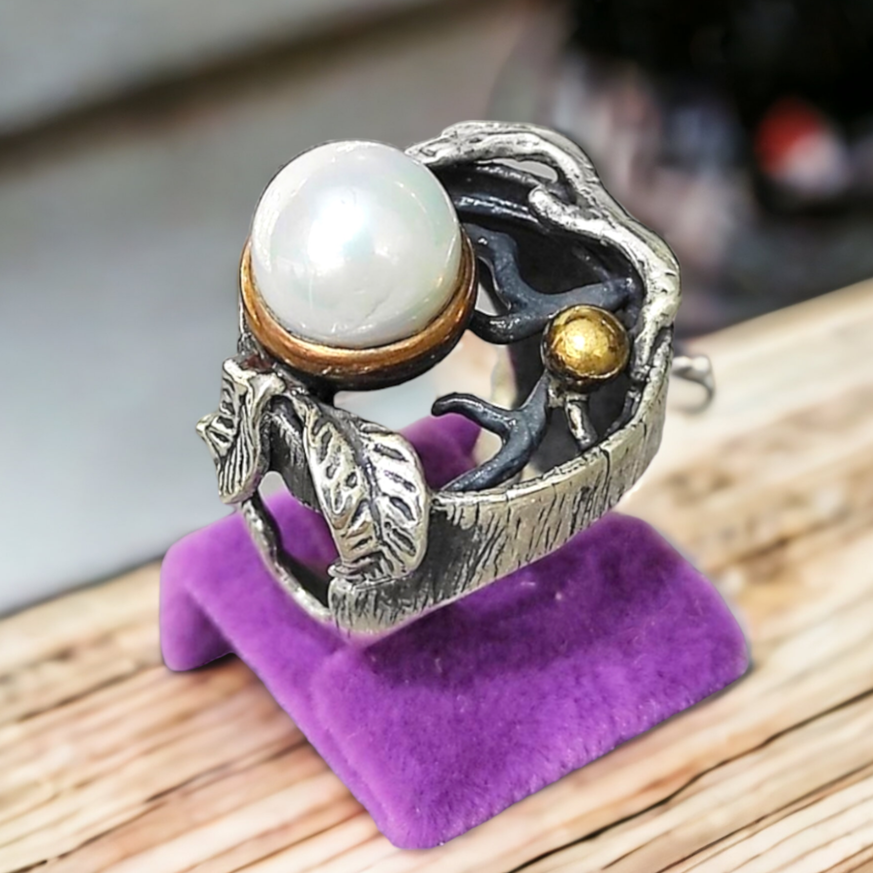 HAKİKİ İNCİ TEK  TASARIM GÜMÜŞ YÜZÜK