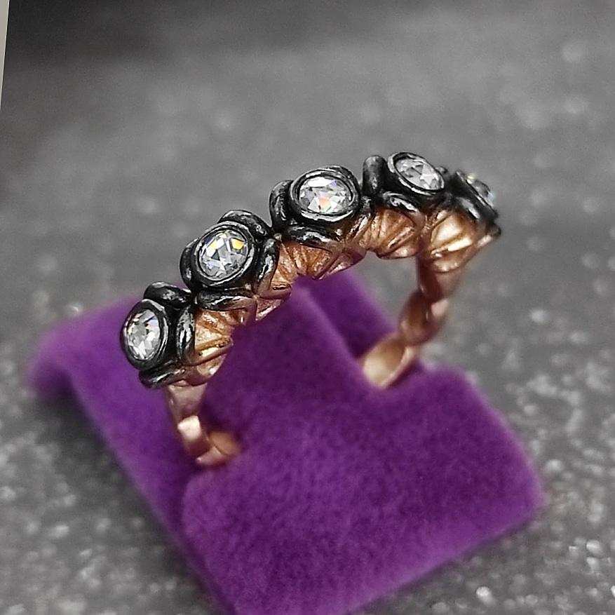 ELMAS MONTÜR ALTIN KAPLAMA GÜMÜŞ 5 TAŞ YÜZÜK