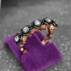 ELMAS MONTÜR ALTIN KAPLAMA GÜMÜŞ 5 TAŞ YÜZÜK