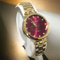 Michael Fellini İthal Bordo Aksamlı Çelik Bayan Saat