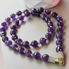 AMETİST TAŞLI TEK TASARIM GÜMÜŞ KOLYE