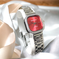 Michael Fellini Kırmızı Aksamlı İthal Bayan Çelik Saat