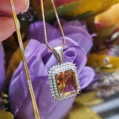 ZULTANİTE TAŞLI KARE MODEL GÜMÜŞ KOLYE