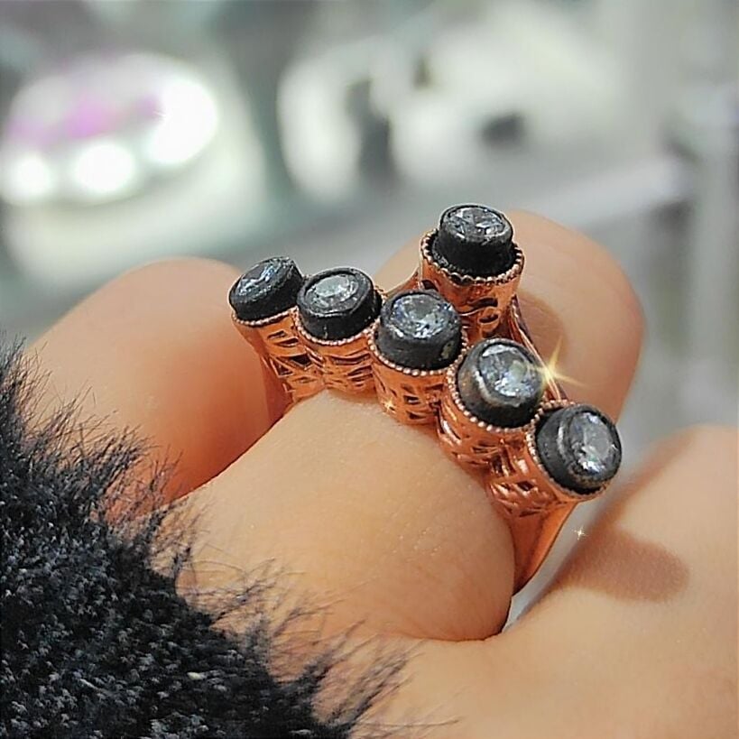 Elmas Montur, Altın kaplamalı Alyans Gümüş yüzük set