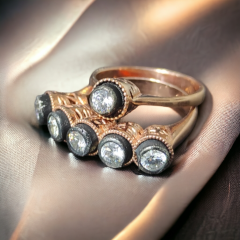 Elmas Montur, Altın kaplamalı Alyans Gümüş yüzük set