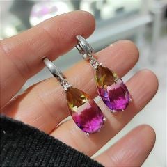 Turmalin Taşlı,Damla İthal Gümüş Küpe