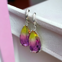 Turmalin Taşlı,Damla İthal Gümüş Küpe