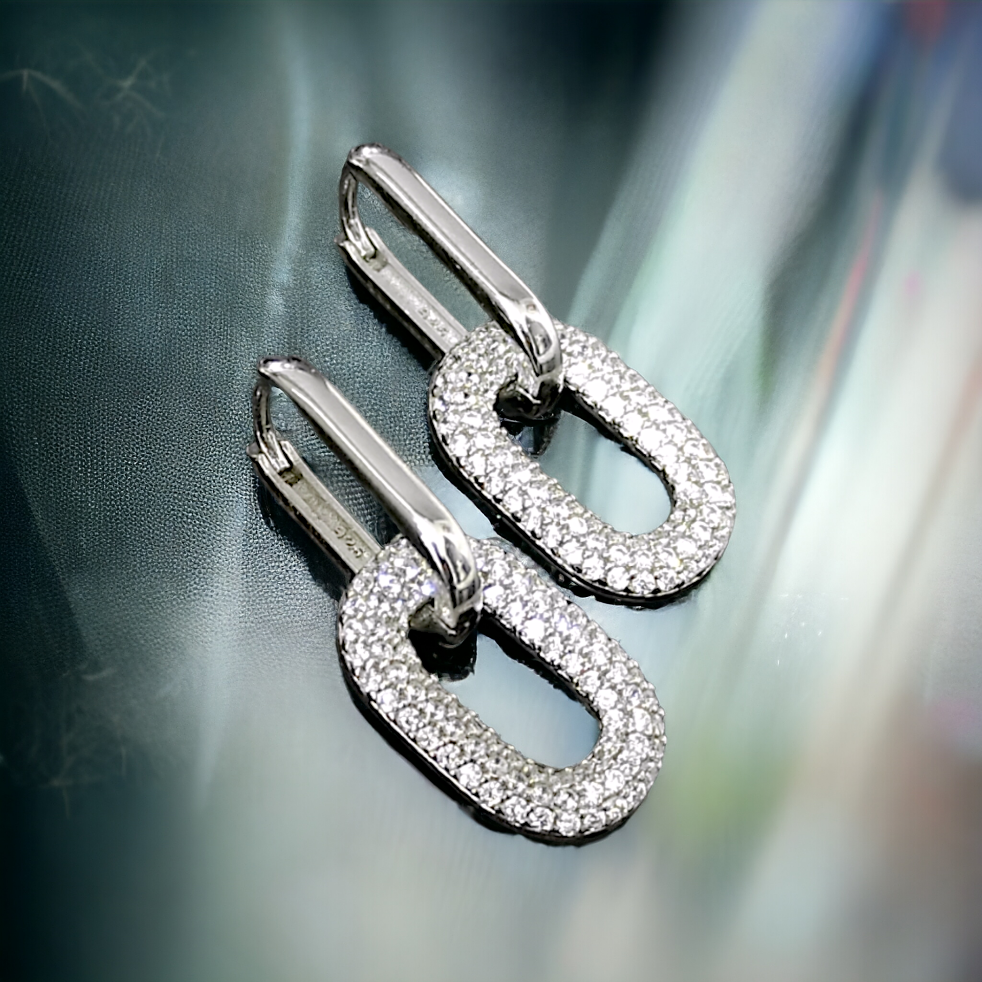 Zirkon Taşlı,Halka İthal Gümüş Küpe