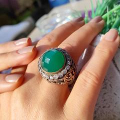 AKİK TAŞLI OTANTİK Tasarım GÜMÜŞ YÜZÜK