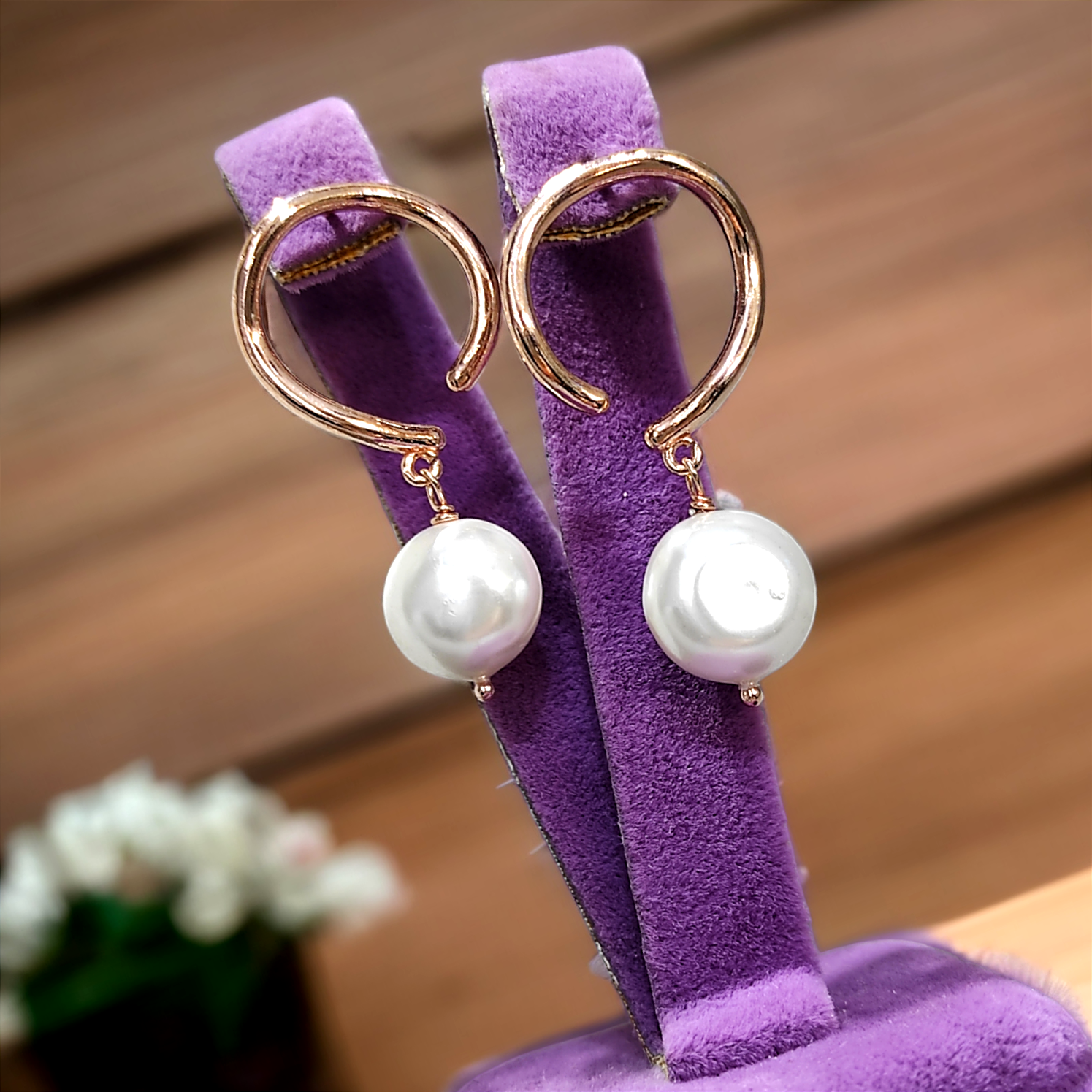 İnci Tasarım Rose İthal Gümüş Küpe