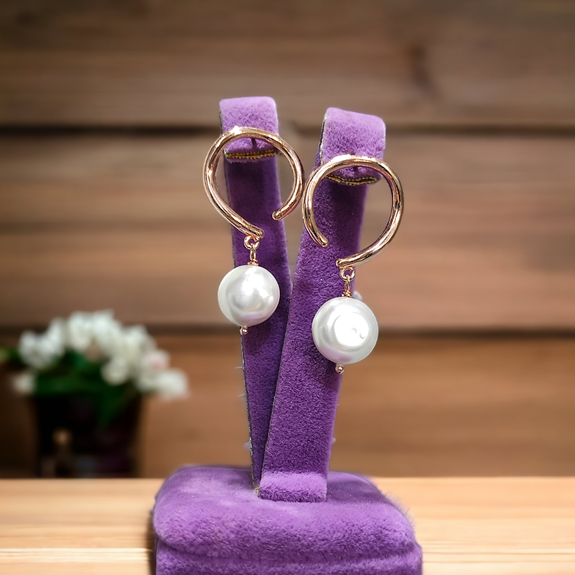 İnci Tasarım Rose İthal Gümüş Küpe