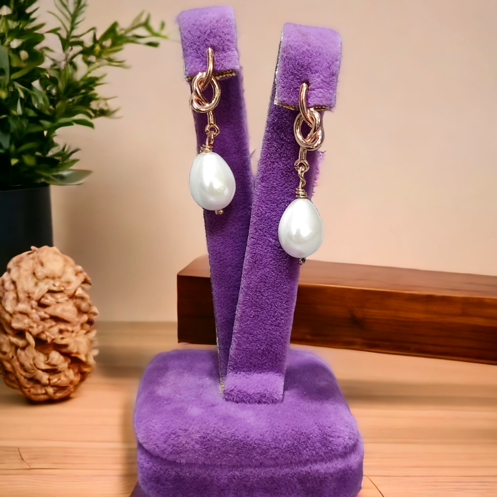 İnci Model Rose Altın kaplama Gümüş Küpe