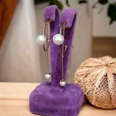 İnci Taşlı Rose İthal Gümüş Küpe