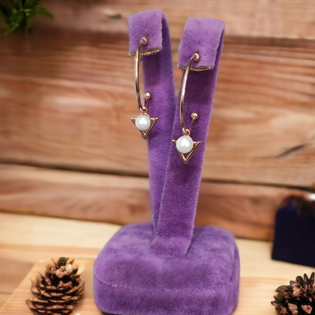 İnci Taşlı Rose Gümüş İthal Küpe