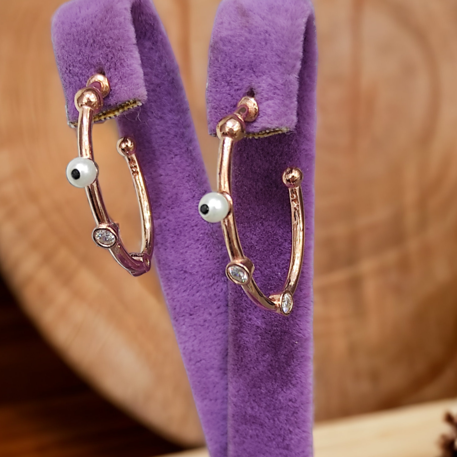 İnci Taşlı Rose İthal Gümüş Küpe