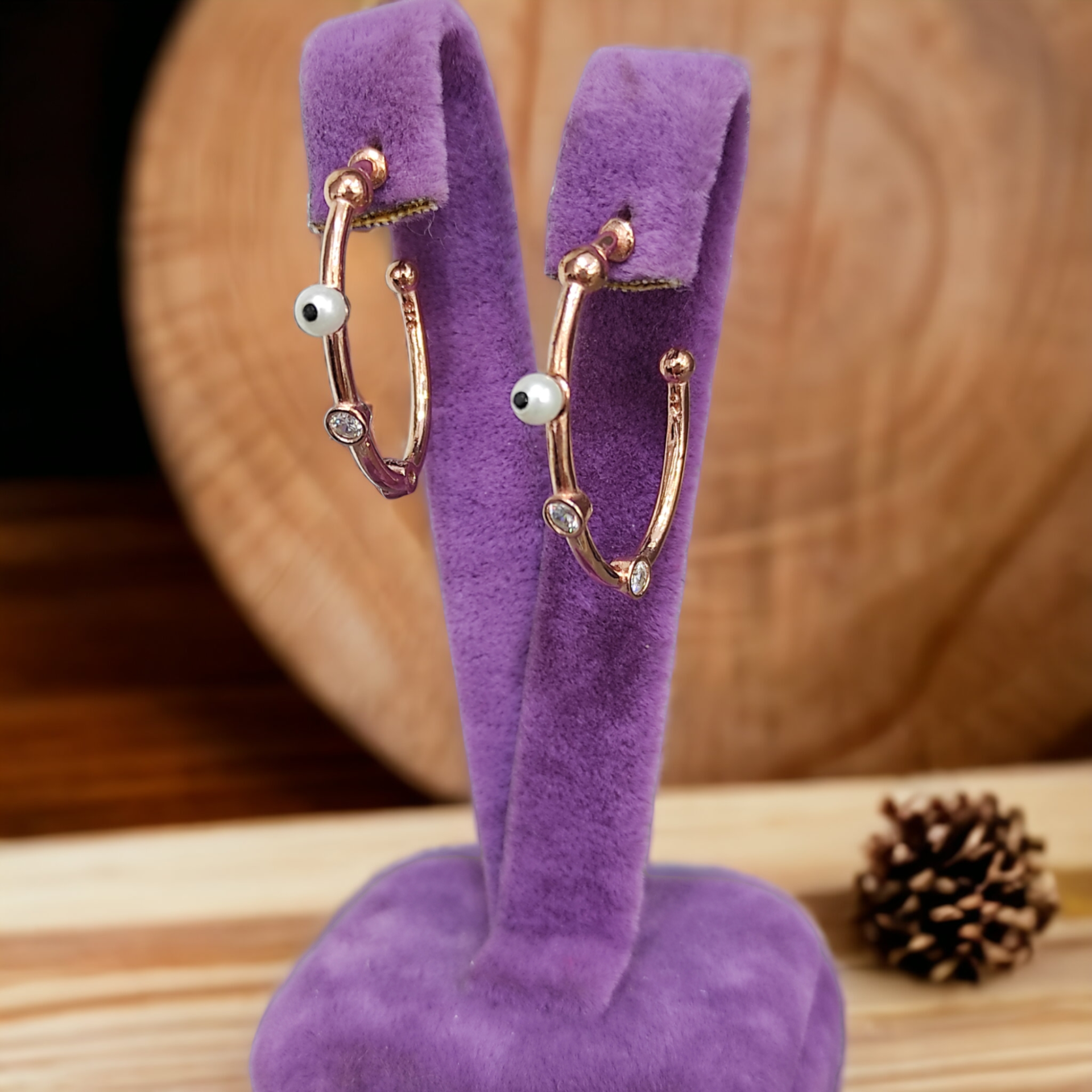 İnci Taşlı Rose İthal Gümüş Küpe