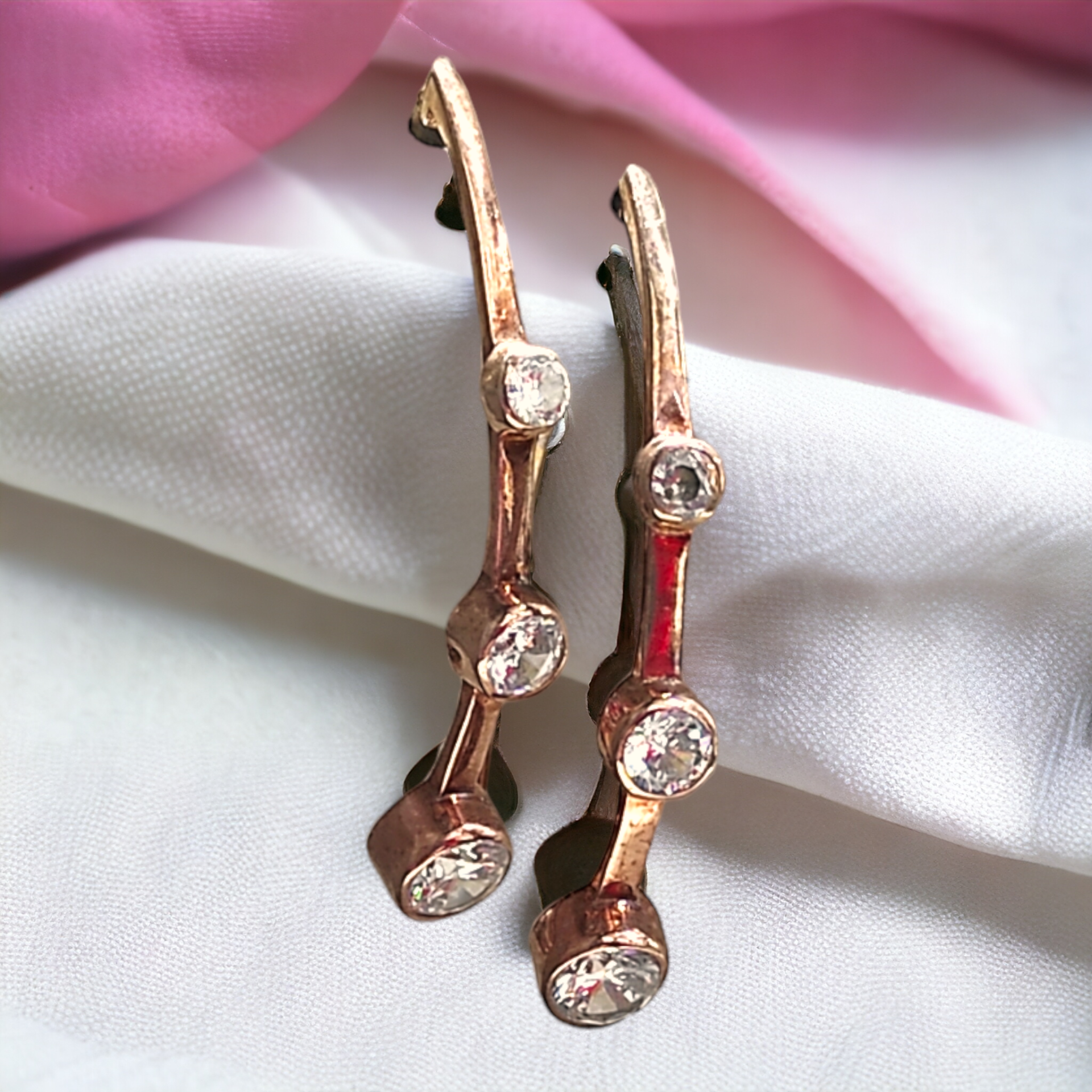 Zirkon Taşlı İthal Rose Gümüş Küpe