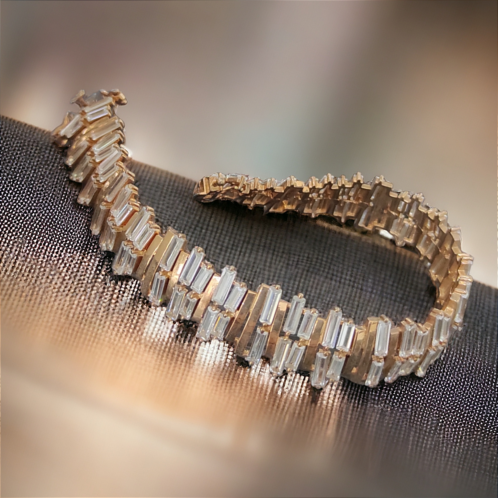 Swarovski Bagety Taşlı Rose İthal Gümüş Bileklik