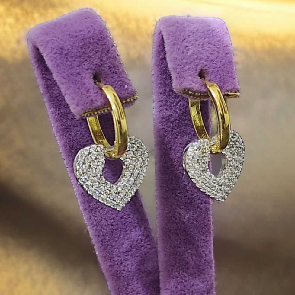 Kalp Model Altın kaplamalı Gümüş Küpe