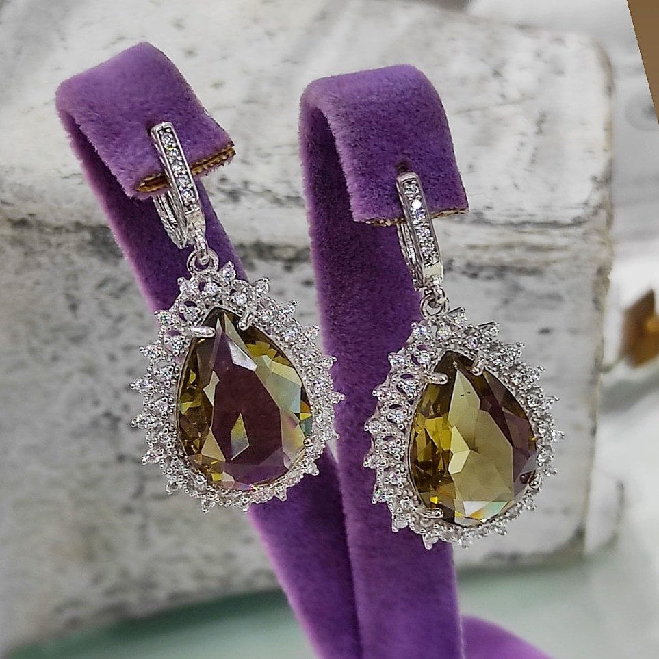 TOPAZ TAŞLI DAMLA MODEL TASARIM GÜMÜŞ KÜPE