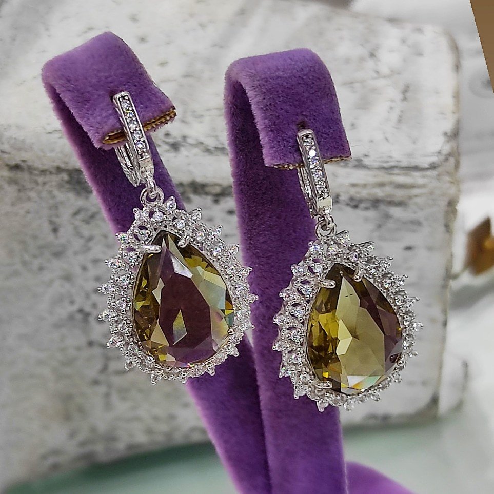 TOPAZ TAŞLI DAMLA MODEL TASARIM GÜMÜŞ KÜPE