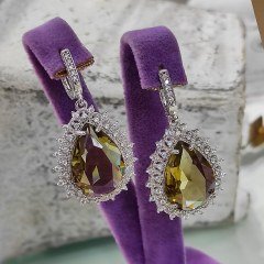 TOPAZ TAŞLI DAMLA MODEL TASARIM GÜMÜŞ KÜPE