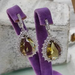 TOPAZ TAŞLI DAMLA MODEL TASARIM GÜMÜŞ KÜPE