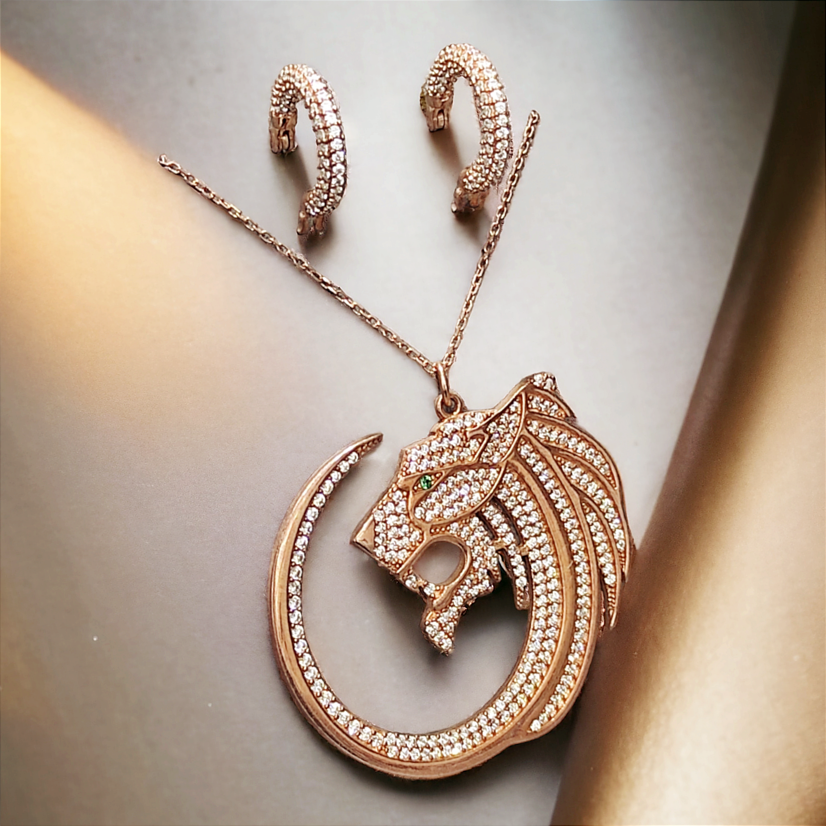 Aslan Model Rose İthal Gümüş Set