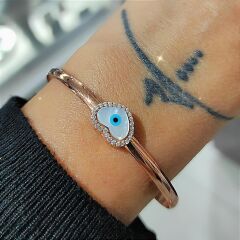 Nazar Kalp Model Rose Gümüş Bilezik