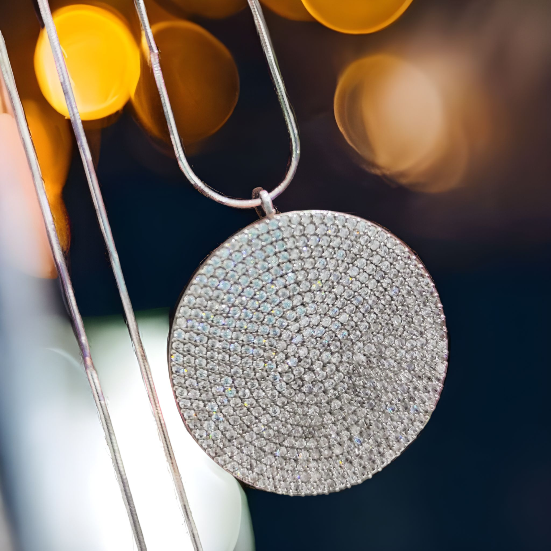 SWAROWSKİ  TAŞLI TASARIM İTHAL  GÜMÜŞ KOLYE