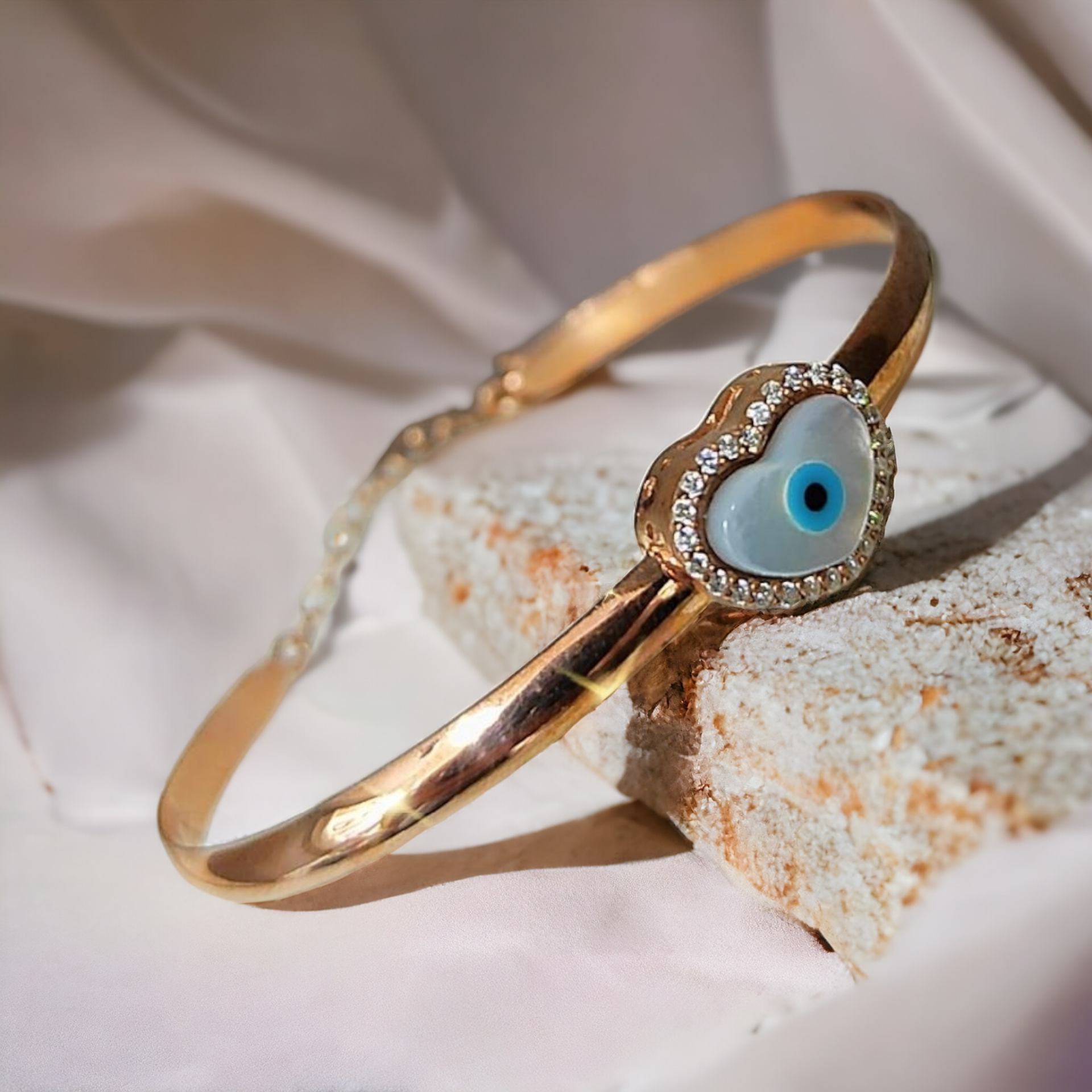 Nazar Kalp Model Rose Gümüş Bilezik