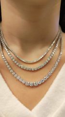 Bagety Swarovski Taşlı, İthal Altın kaplamalı Gümüş Suyolu Kolye