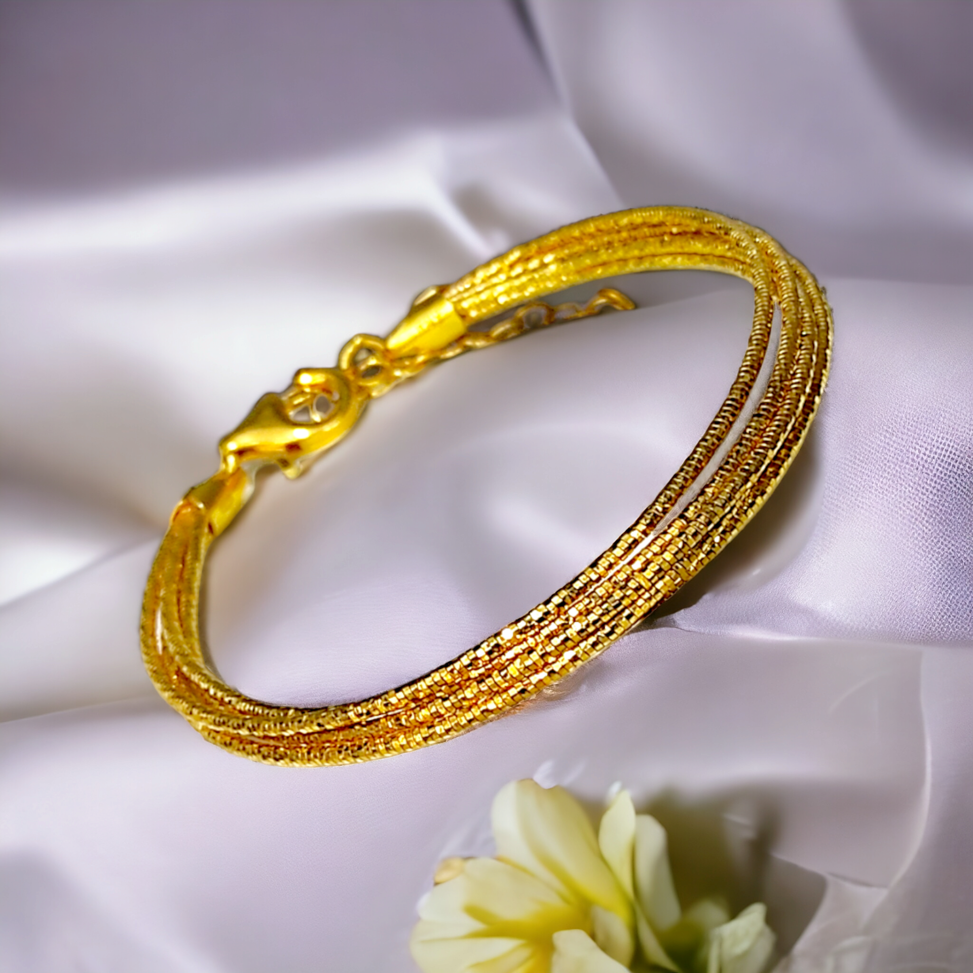 İtalyan Gold 5 li Altın Rodajlı Gümüş Bilezik