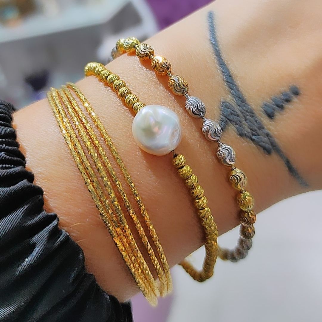 İtalyan Gold 5 li Altın Rodajlı Gümüş Bilezik