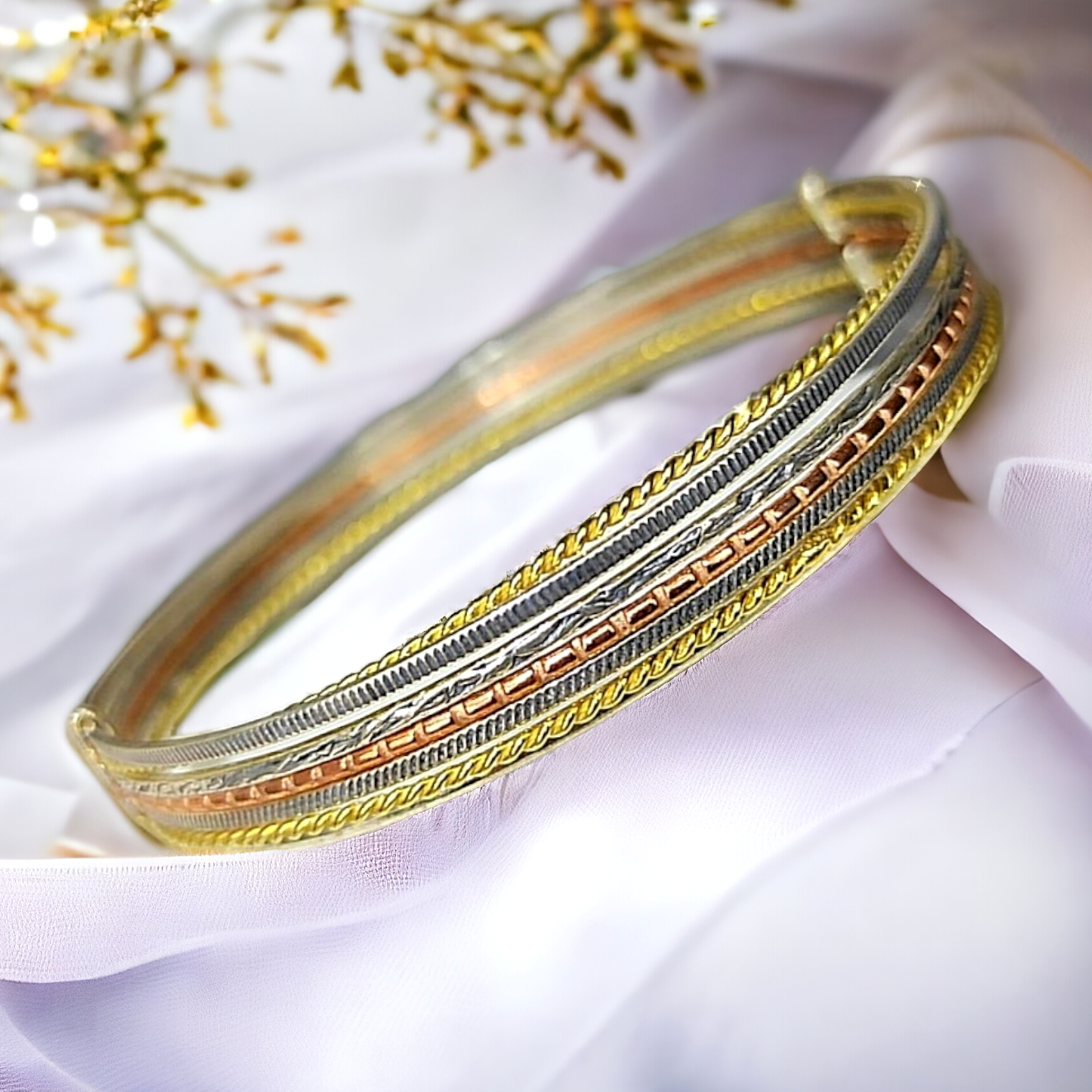 Desenli Çoklu Gümüş Ray Bilezik