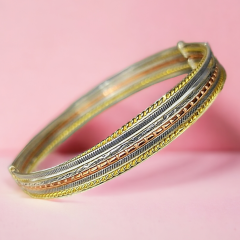 Desenli Çoklu Gümüş Ray Bilezik