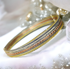 Desenli Çoklu Gümüş Ray Bilezik