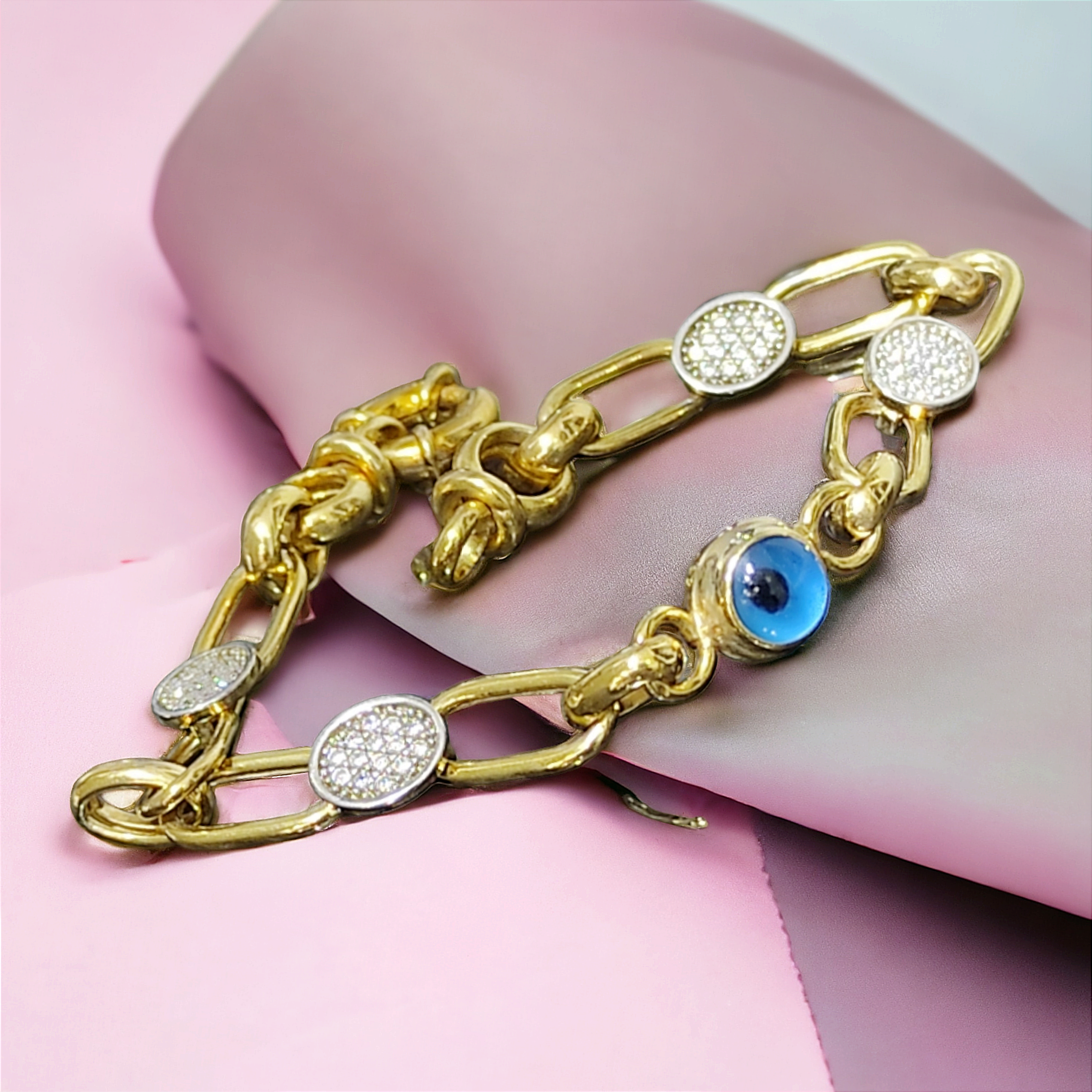 Nazar model Altın Kaplamalı Gümüş Bileklik